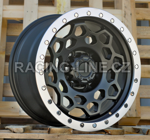 Alu kola Racing Line JT240, 17x8.5 6x139.7 ET, černá matná + leštěný límec