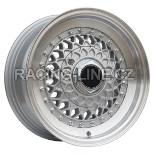 Alu kola Racing Line L1143, 13x6 8x100 ET25, stříbrná + leštěný límec