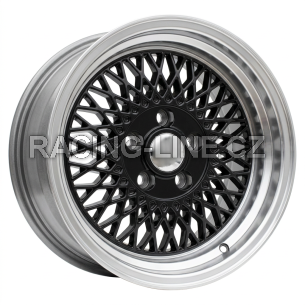 Alu kola Racing Line LU483, 15x7 4x100 ET25, černá + leštěný límec