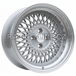 Alu kola Racing Line LU483, 15x7 4x100 ET25, stříbrná + leštěný límec
