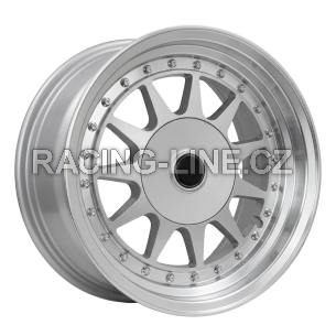 Alu kola Racing Line LU596, 15x7.5 4x100 ET20, stříbrná + leštěný límec