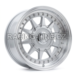 Alu kola Racing Line LU920, 15x7 4x100 ET25, stříbrná + leštěný límec