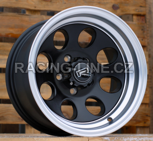 Alu kola Racing Line XF171, 15x8 5x114.3 ET20, černá matná + leštěný límec
