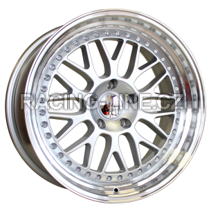 Alu kola Racing Line XFE55, 19x9.5 5x120 ET22, stříbrná + leštěný límec