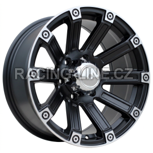 Alu kola Racing Line Y0210, 17x8.5 6x139.7 ET, černá matná + leštěný límec (zátěžová)