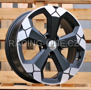 Alu kola Racing Line Y1274, 17x6.5 5x114.3 ET45, černá matná + leštěný límec