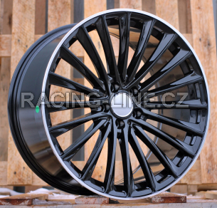 Alu kola Racing Line Y5909B, 20x8.5 5x112 ET34.5, černá + leštěný límec (zátěžová)