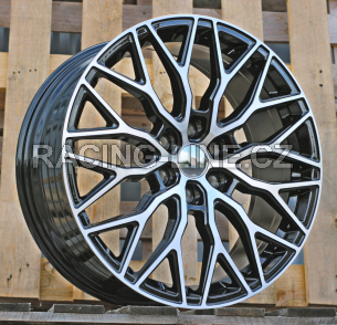 Alu kola Racing Line YF0412, 19x8 6x120 ET48, černá + leštění (zátěžová)