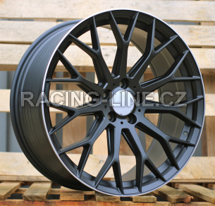 Alu kola Racing Line YS1180, 20x8.5 5x112 ET40, černá matná + leštěný límec (zátěžová)